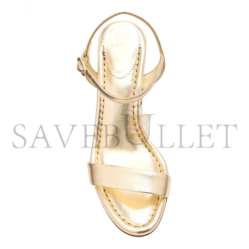 CHRISTIAN LOUBOUTIN MISS JANE METALLIC RED SOLE ANKLE-STRAP SANDALS 